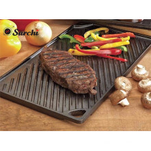 Pre-sazonado Plancha de hierro fundido negro de 2 lados para camping